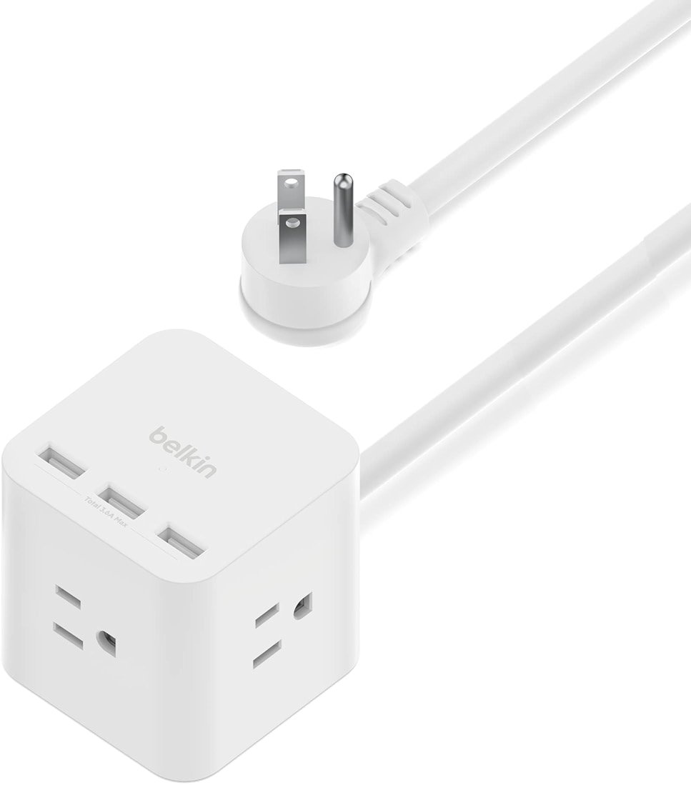 Belkin 6-Outlet Power Cube w/ 3 AC Outlets, 3 USB-A Ports, & 5ft Sturdy Extension Cord - Convenient Compact Cube for Home, Office, Travel, Desktop, & Phone Charger - 4.5 Amps - Product Image