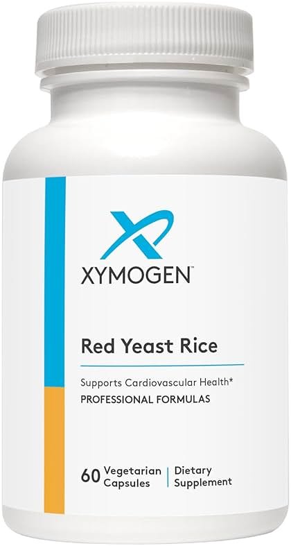 XYMOGEN Yeast Rice - Heart Health & Cardiovascular Support - Maintain Healthy Blood Lipid & Cholesterol Levels - Monacolin K & Citrinin-Free - Vegetarian, Non-GMO & Gluten-Free - 60 Capsules - Product Image