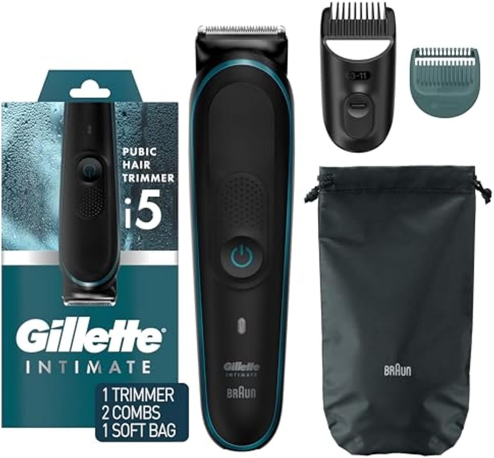 Gillette Intimate Men’s Manscape Pubic Hair Trimmer, SkinFirst Ball Trimmer For Men, Waterproof, Cordless For Wet/Dry Use, Electric Shaver For Men, Lifetime Sharp Blades, Manscaping Body Groomer - Product Image