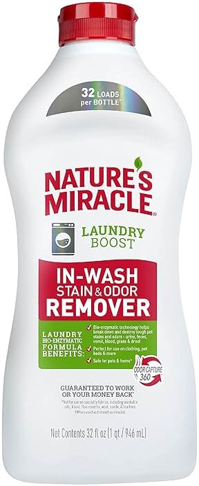 Nature’s Miracle Laundry Boost In-Wash Stain and Odor Remover, Laundry Stain and Odor Removing Additive For All Machines, Spray, 32 oz - Product Image