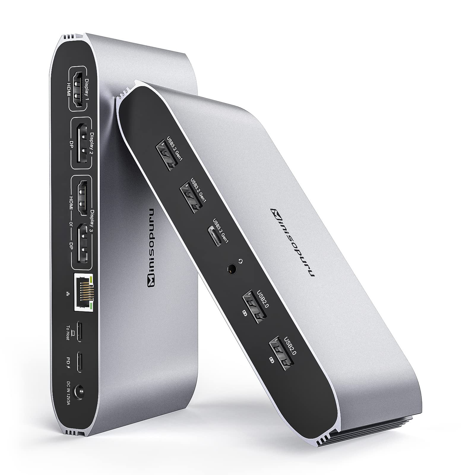 Minisopuru Displaylink Triple Display Docking Station for MacBook M1/M2/M3/M4/Windows,DisplayLink Docking Station with 2 HDMI & 2 DisplayPort,100W Charge, USB-C Data, Ethernet, Audio, 4 USBA Ports - Product Image