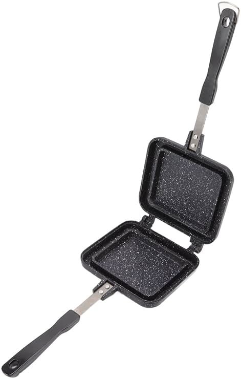Double Side Frying Pan Nonstick Easy Flip Omelette Pan for Cake Toast Sandwich Breakfast Pancake Indoor Outdoor Cooking 13.8x5.9in - Product Image