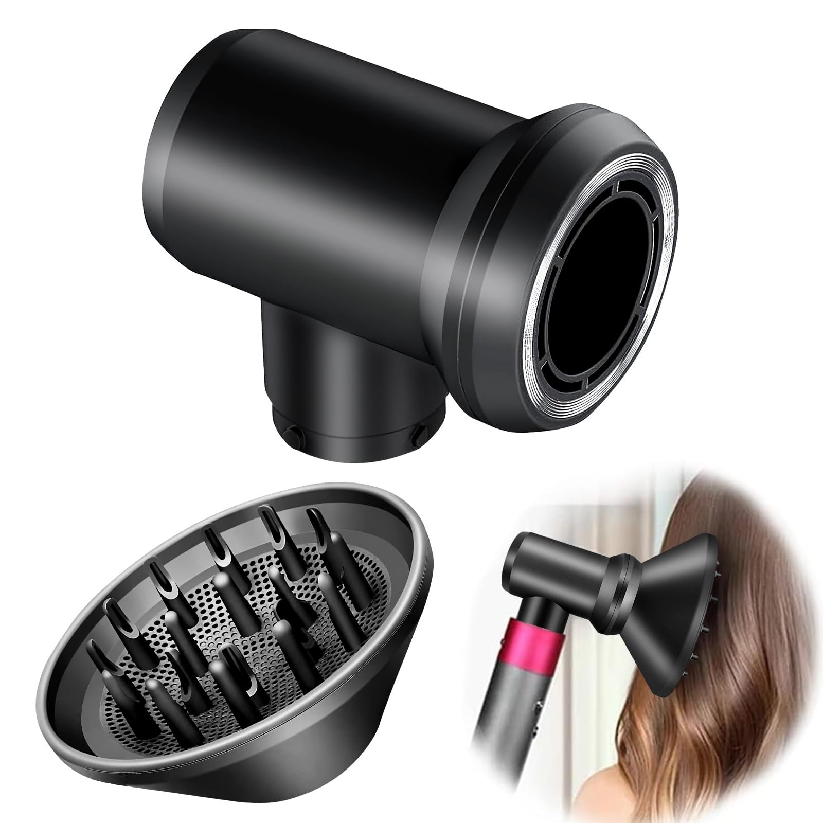 Diffuser & Adaptor Attachment Set for Dyson Airwrap, for Airwrap Styler Into A Hair Dryer Combination - Product Image