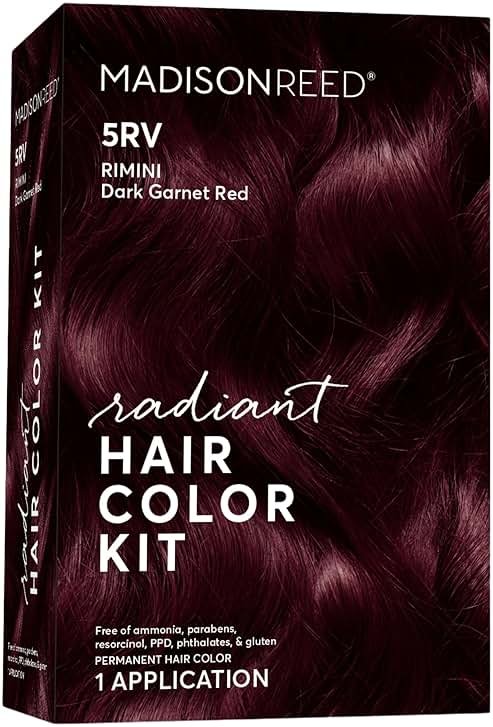 Madison Reed Radiant Hair Color Kit - 5RV Dark Garnet Red with Vibrant Red Violet Tones (Rimini Garnet), Vivid Permanent Hair Dye for Bold Color & Maximum Shine | PPD-Free & Ammonia-Free, 1 Pack - Product Image
