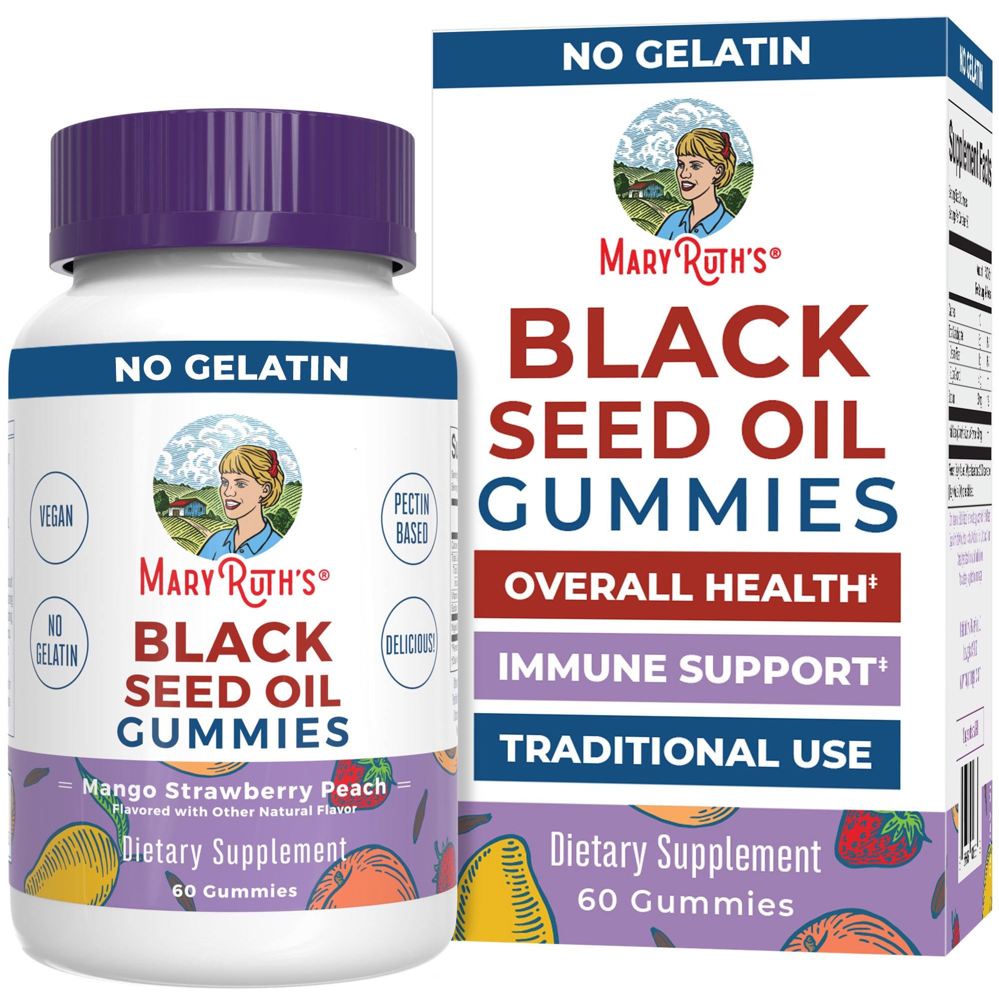 MaryRuth Organics Black Seed Oil Gummies | Black Cumin Seed Oil Supplement | Traditionally Used for Immune Support & Cardiovascular Health | Vegan | No Gelatin | Pectin Based | 60 Gummies - Product Image