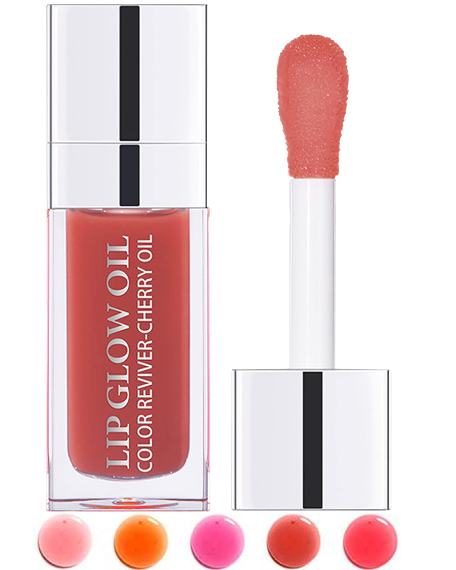 Plumping Lip Glow Oil,Hydrating Tinted Lip Oil Gloss,Glow Reviver Lip Oil,Long Lasting Moisturizing Clear Lip Plumper Oil Tint for Lip Care Dry Lip,Christmas Makeup Gift for Women (#012 Rosewood) - Product Image
