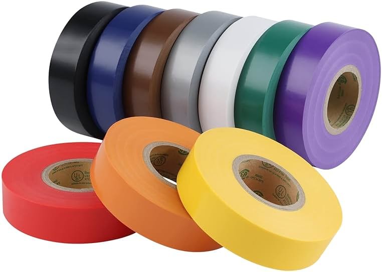 Lichamp 10-Pack Colored Electrical Tape Waterproof,3/4 inx66ft,Industrial Grade UL/CSA Listed High Temp Electrical Tape 10 Colors Electric Super Vinyl - Product Image