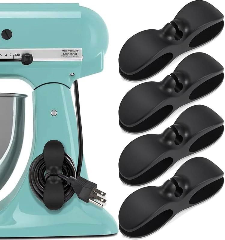 SisBroo Cord Organizer for Appliances, 4PCS Kitchen Appliance Cord Winder Cord Organizers, Cord Holder Cord Wrapper for Appliances Stick on Pressure Cooker, Mixer, Blender, Coffee Maker, Air Fryer - Product Image