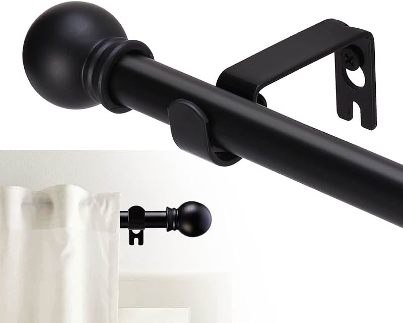 GXOACKJ Curtain Rods for windows 32-48 inch, 5/8 inch Decorative Curtain Rod Set, Matte Black Splicing Heavy Duty Metal Curtain Rod with Brackets - Product Image