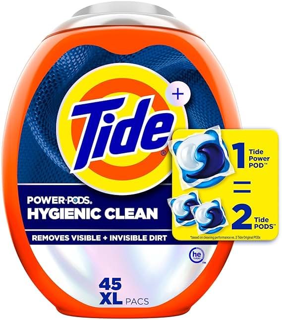 Tide Hygienic Clean Power PODS Laundry Detergent Pacs, Original Scent, 45 Count, Removes Visible and Invisible Dirt - Product Image