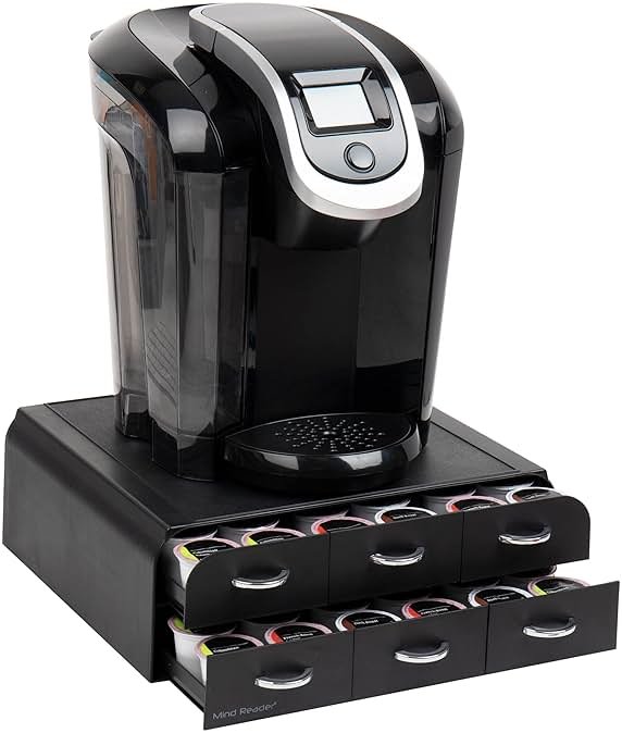 Mind Reader 72 Pod Coffee Drawer Organizer, 2 Tier Storage for Single Serve Pods, Coffee Machine Base, Countertop Pod Holder, Black - Product Image