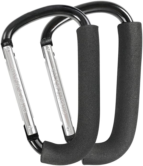 Stroller Hooks, 6.3" Large Stroller Clip, 2 Pack Stroller Hooks for Hanging Bags and Shopping, Stroller Accessories for Mommy, Large Carabiner - Product Image