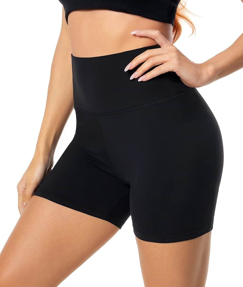 FULLSOFT High Waisted Biker Shorts for Women-5" Tummy Control Fitness Athletic Workout Running Yoga Gym Shorts - Product Image