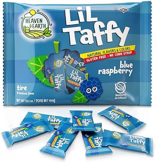 Heaven & Earth Blueberry Raspberry Lil Taffy (Approx. 40 Count) | Dye Free Candy | Natural Colors & Flavors | No High Fructose Corn Syrup | Gluten Free | Kosher | Goody Bag and Pinata Fillers - Product Image