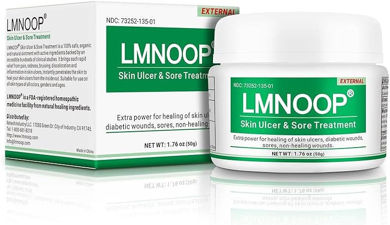 LMNOOP® Skin Ulcer Healing Ointment, for Foot & Leg Ulcers, Sores, Varicose Ulcers, Stasis Ulcers, Bedsores, Cuts, Burns, Skin Infections, Natural Ingredients Deep Wound Healing Ointment - Product Image