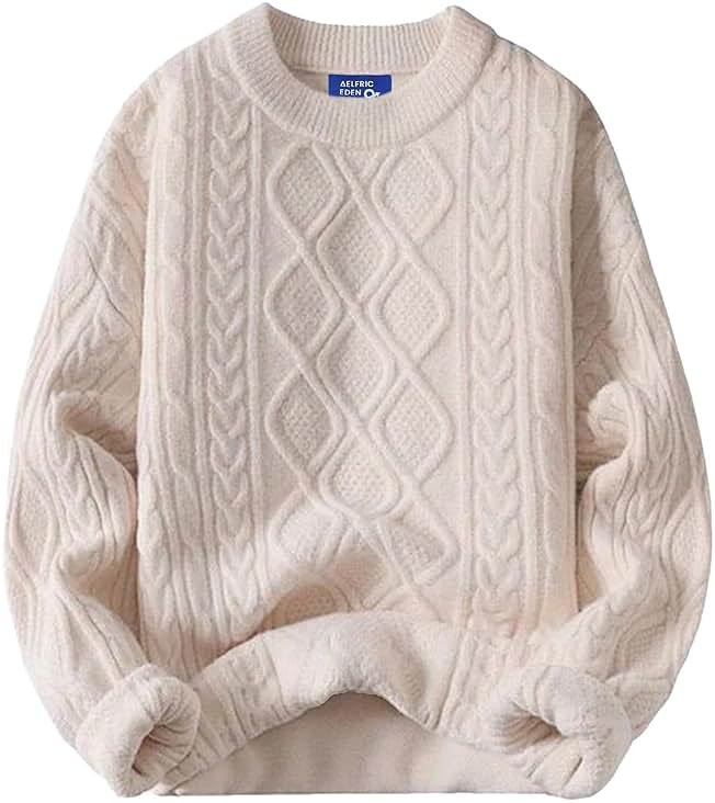 Aelfric Eden Oversized Sweater 90s Vintage Cable Knit Long Sleeve Women Heavy Crewneck Pullover - Product Image