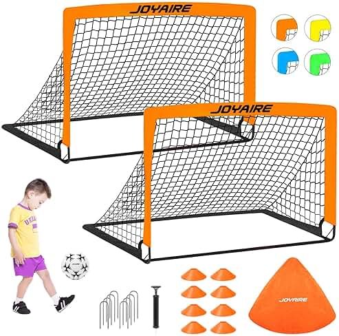 Pro-Grade Kids Backyard Soccer Goal, Tear-Resistant 5-Layer Polyester Soccer Net & 10mm Poles for Maximum Durability, 4x3ft/6x4ft/7x5ft, Pop Up Portable Soccer Training Equipment Set with Size 4 Ball - Product Image