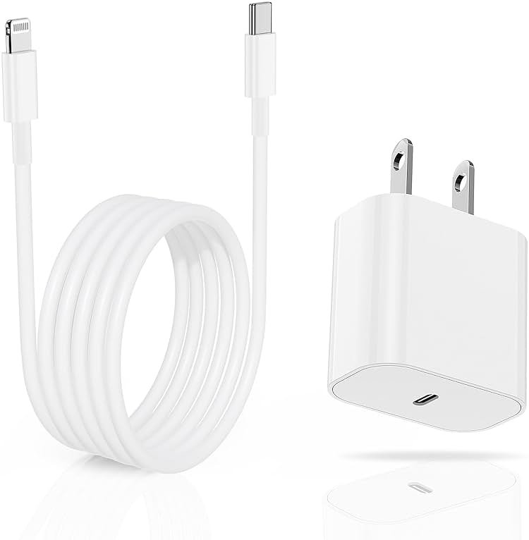 iPhone Charger Fast Charging Block,[MFi Certified] Wall Charger Plug and 6ft USB C to Lightning Cable Cord, Type C Power Adapter Cube Brick Box for iPhone 14 Pro Max/14/13 Pro/12 Mini/12/11/iPad - Product Image
