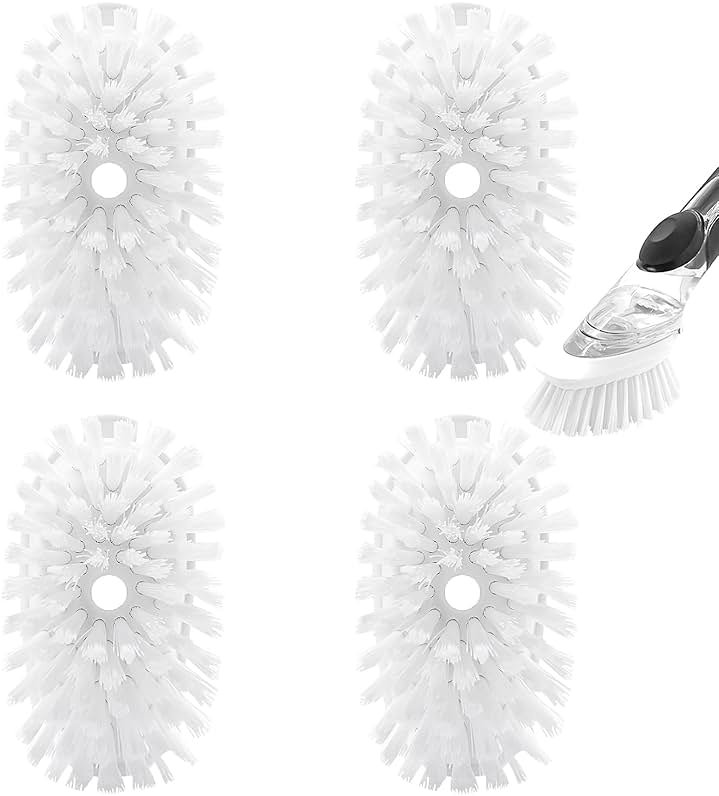 Brush Refills for OXO Dish Brush - 4 Pack Dish Brush Cleaning Soap Dispensing Head Replacement for Scrubber (White) - Product Image