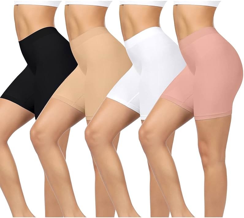 BESTENA 4 Pack Slip Shorts for Under Dress Seamless Smooth Boyshorts Panties Boxer Briefs for Women - Product Image