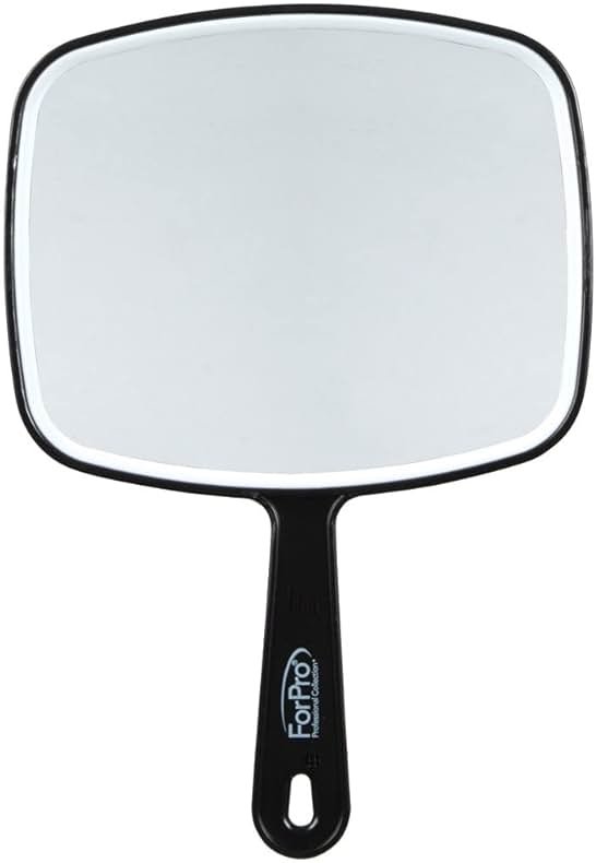 ForPro Professional Collection Premium Hand Mirror with Handle, 6.3" W x 9.6" L, Multi-Purpose Handheld Mirror with Distortion-Free Reflection, Black - Product Image