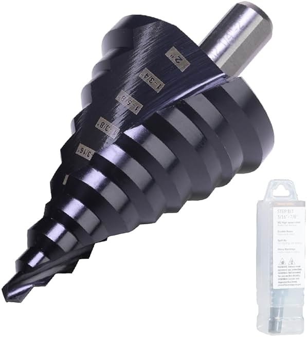 Jerax tools 1/4 to 2 Inch Step Drill Bit Spiral Grooved Double Fluted, Large M2 High Speed Steel Drill bits for Hole Drilling in Stainless Steel, Copper, Aluminum, Wood, Plastic - Product Image