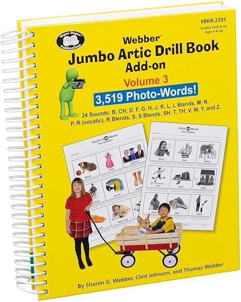 Super Duper Publications | Webber® Jumbo Artic Drill Book Add-On Volume 3 | Speech Therapy - Articulation | Educational Learning Materials for Children - Product Image