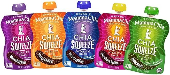 Mamma Chia Squeeze 5 variety (10 pack) Wild Raspberry,Green Magic,Blackberry bliss,Strawberry ,Mango coconut - Product Image