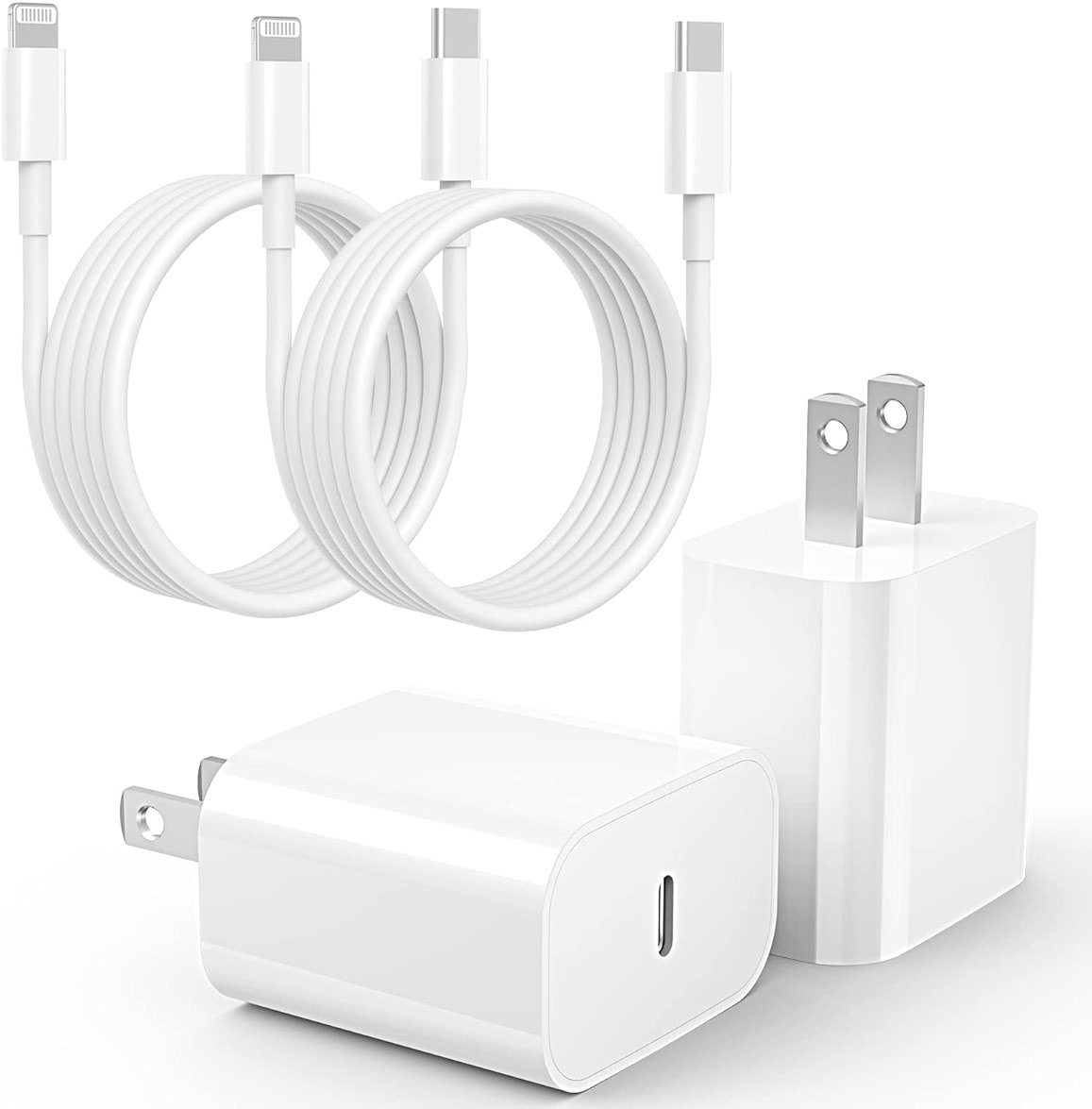 Ximytec iPhone 14 13 12 11 Charger Fast Charging 2Pack Type-C Fast Charger Blocks with 6FT MFi-Certified USB C to Lightning Cables Compatible with iPhone 14/13/12/11/XS/XR/X/8/7/6 /iPad (White) - Product Image