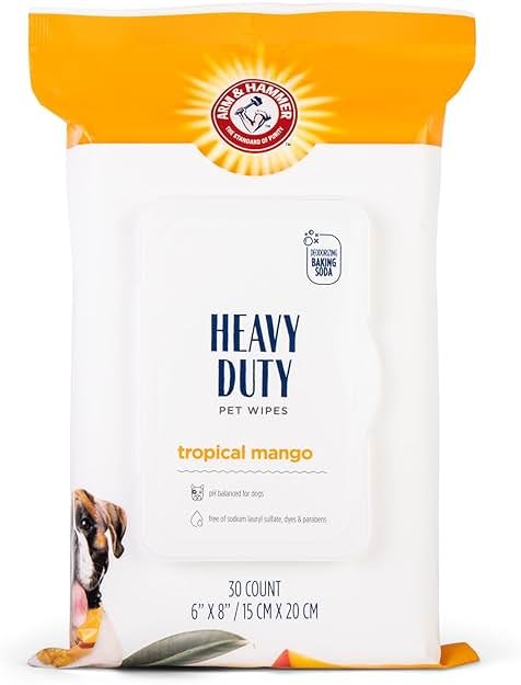 Arm and Hammer for Pets Heavy Duty Multipurpose Dog Bath Wipes, Mango Scent, Travel Size - All Purpose Wipes That Remove Odor and Refresh Dog Coat Between Baths, 30 Count - Product Image