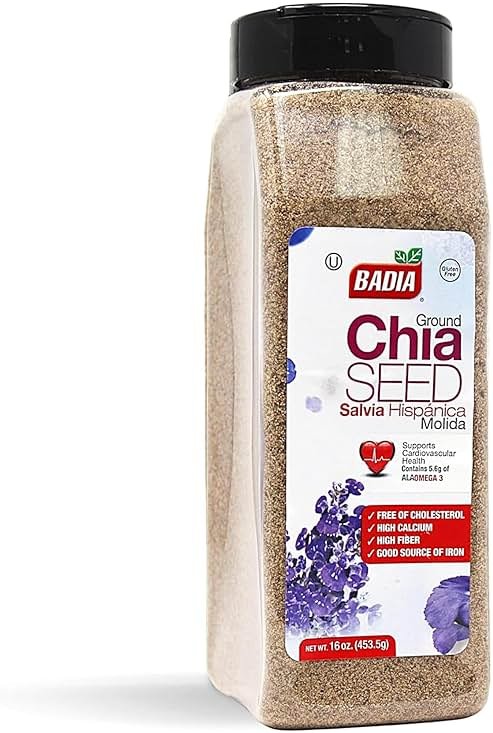 Badia Ground Chia Seeds, 16 oz – Superfood for Smoothies, Baking & Cooking – Source of Fiber, Omega-3 & Protein - Product Image