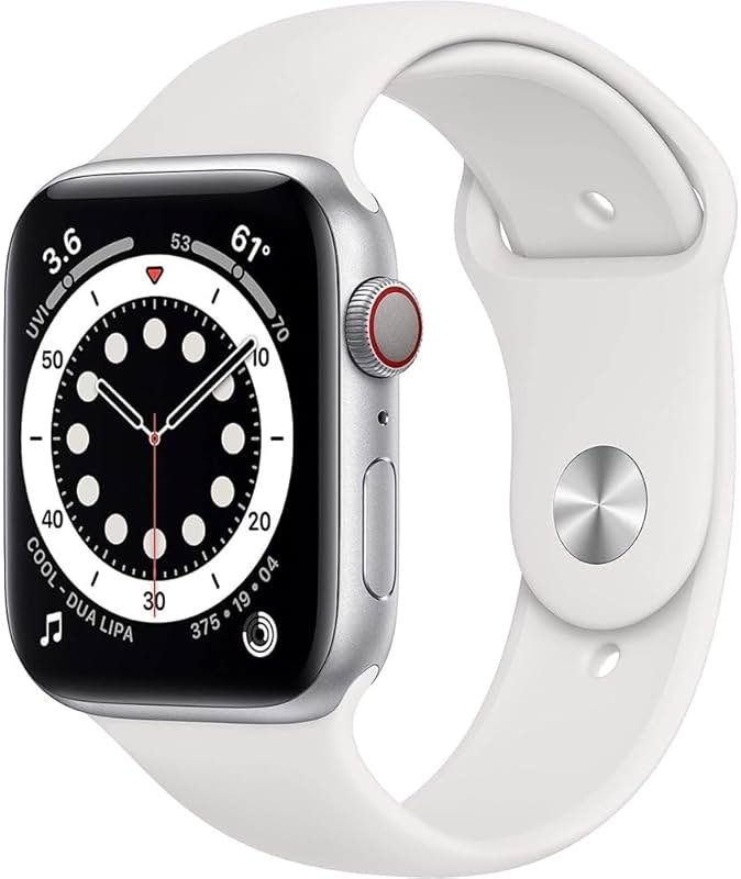 Apple Watch Series 6 (GPS + Cellular, 40mm) - Silver Aluminum Case with White Sport Band (Renewed) - Product Image