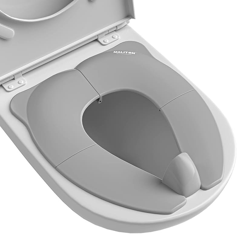 Travel Potty Seat for Toddler & Kid, Maliton Portable Potty Seat with Storage Bag, Foldable Potty for Toddler Travel, Non-Slip Potty Training Toilet Seat Cover with Splash Guard (Grey) - Product Image