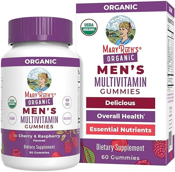 MARYRUTH'S Organics Mens Vitamin Gummy | USDA | Vegan | Daily Multivitamins for Immune Support | Non-GMO | Gluten Free | 60 Count - Product Image