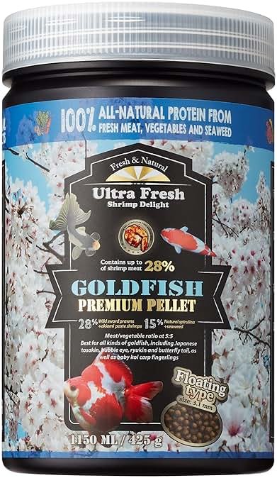 Ultra Fresh Floating Goldfish Food, Color Enhancing, Balanced Diet, All Natural Ingredients, Clear Water Formula, Goldfish Premium Pellet, 15 oz - Product Image