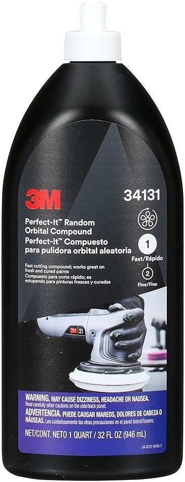 3M Perfect-It Random Orbital Compound, 34131, 1 quart, Fast Cutting Compound for Automotive Buffing & Polishing - Product Image