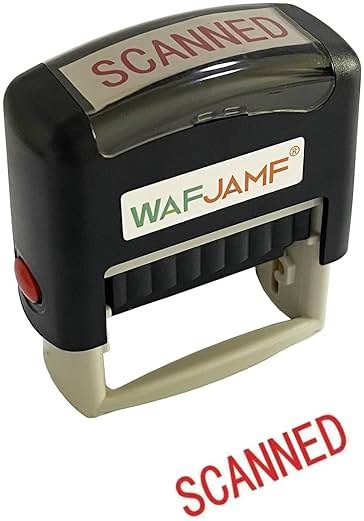 WAFJAMF Scanned Message Stamp Self-Inking Rubber Stamp Office Stamp Red Ink-Medium - Product Image