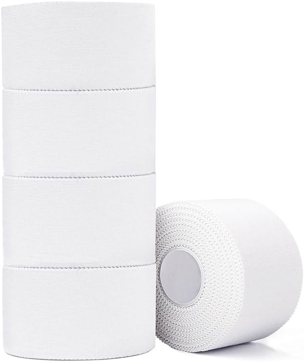 ADMITRY Athletic Tape,5 Pack White Sports Tape,Very Strong No Sticky Residue Wrist Ankle Tape for Gymnastics Boxing Lacrosse Climbing Hockey Bat - Product Image