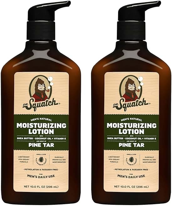 Dr. Squatch Natural Hand and Body Lotion for Men - Made with Shea Butter, Coconut Oil, Vitamin E for 24-Hr Moisturization - Pine Tar (10 fl oz, 2-Pack) - Product Image