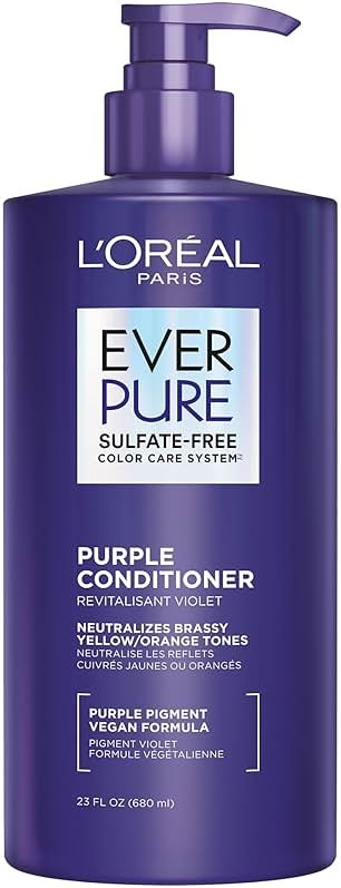 L’Oreal Paris Sulfate Free Brass Toning Purple Conditioner for Blonde, Bleached, Silver, or Brown Highlighted Hair, EverPure, 23 Fl Oz (Packaging May Vary) - Product Image