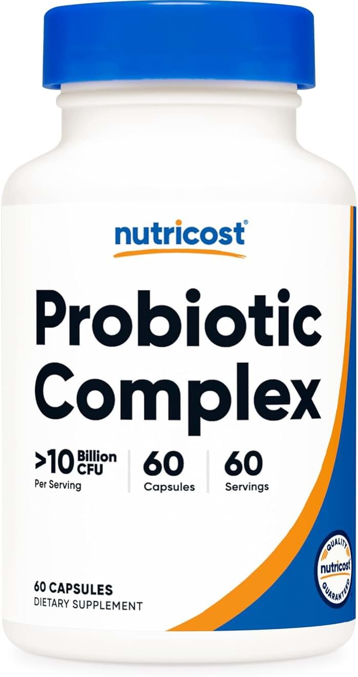 Nutricost Probiotic Complex (10 Billion CFU) 60 Capsules - Acidophilus Plus 9 Other Probiotics, Non-GMO, Gluten Free Supplement - Product Image