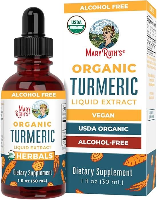 MARYRUTH'S Organics Organic Turmeric Liquid Extract | Sugar Free | USDA Organic | Organic Turmeric Supplement | Non-GMO | Gluten Free | Vegan | Alcohol-Free Tincture | 1 Fl Oz - Product Image