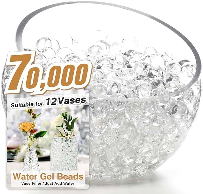 NOTCHIS 70,000 Clear Water Gel Beads for Vases, Transparent Water Gel Beads for Vase Filler, Candles, Wedding Centerpiece Floral Decorations - Product Image
