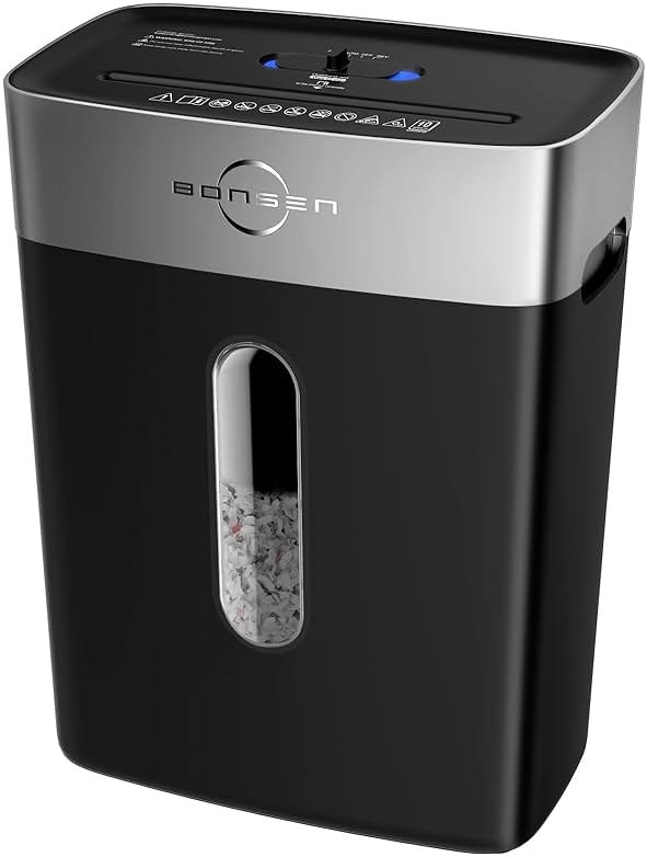 BONSEN 10-Sheet Cross-Cut Shredder for Home Office, P-4 high Security, Quiet, Credit Card Shredder, jam-Proof System, 4-Gallon bin - Product Image