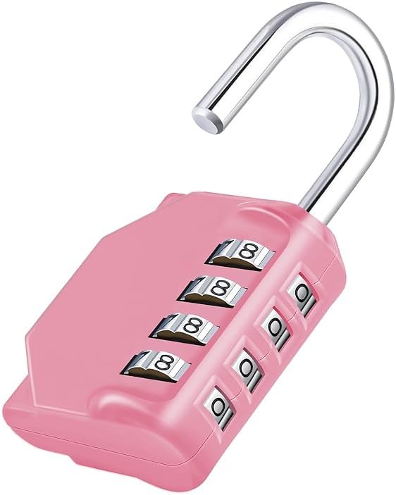 ZHEGE Combination Lock, 4 Digit Combination Padlock Outdoor, School Lock, Gym Locks (Pink) - Product Image