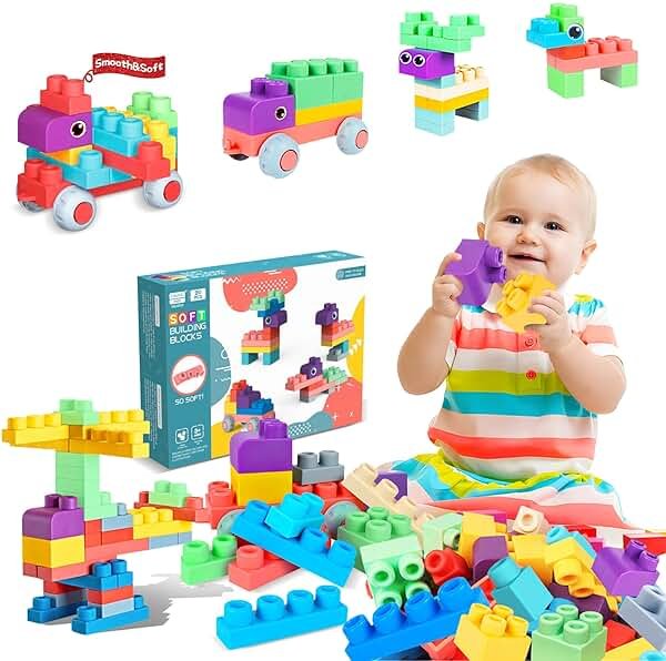 ROHSCE Soft Building Blocks for Toddler, Blocks for Kids 6 Months and up, Large Creative Stacking Blocks 20 PCS STEM Toddler Toys Gifts, Educational Baby Blocks Colorful Soft Block Sets - Product Image