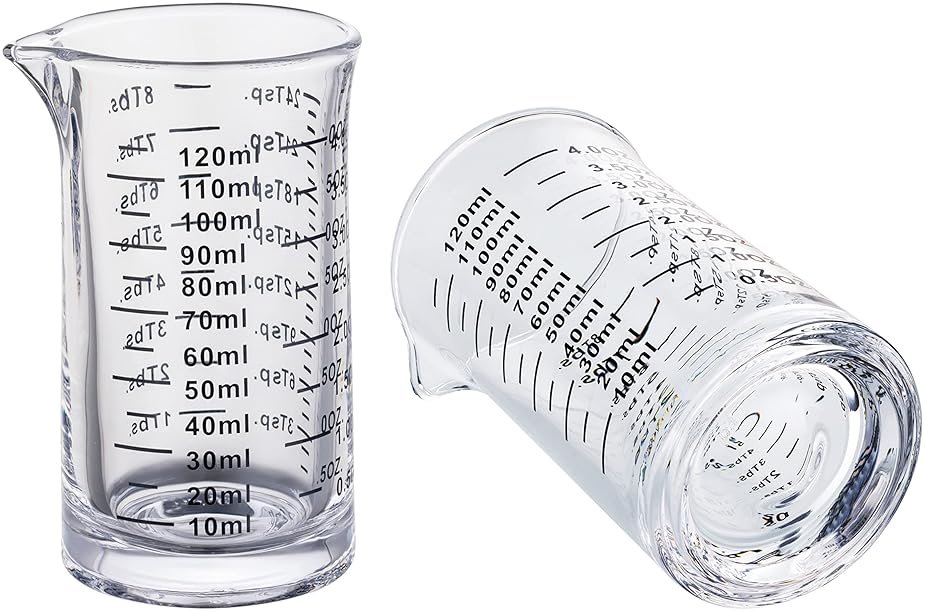 Ackers 4 Oz Glass Measuring Cup,Borosilicate Shot Glass with V-Shaped Spout(Pack of 2) - Product Image