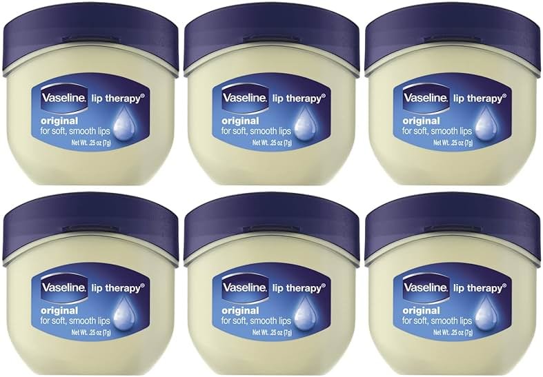 Vaseline Lip Therapy Original + Vitamin E, Mini 2-Packs (6 Jars) – Fragrance-Free Lip Balm, Moisturizer for Soft, Smooth & Glossy Lips, 0.25 Oz Ea - Product Image