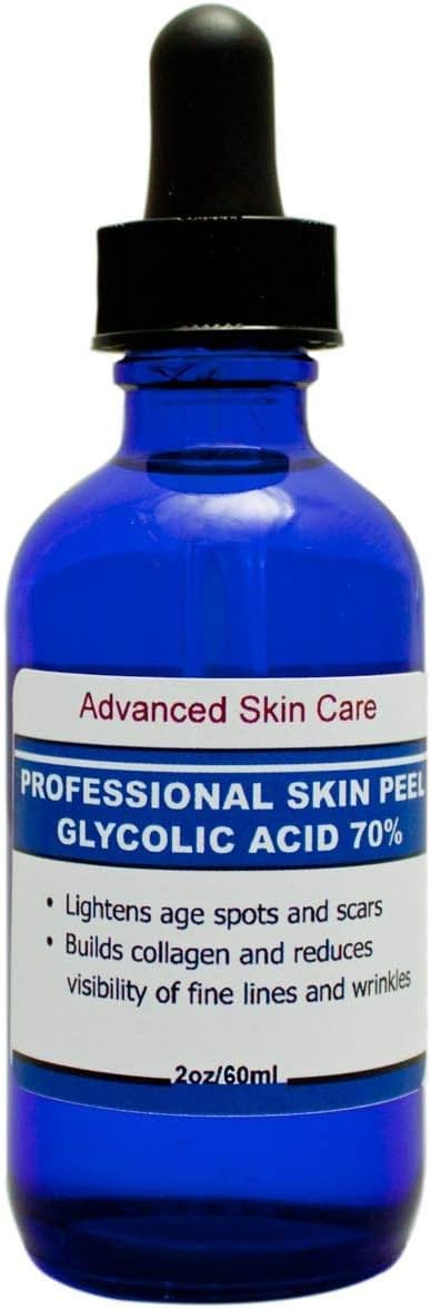Advanced Skin Care Glycolic Acid Face Peel Serum 70% Strength - at Home Chemical Peel for face 2oz - Product Image