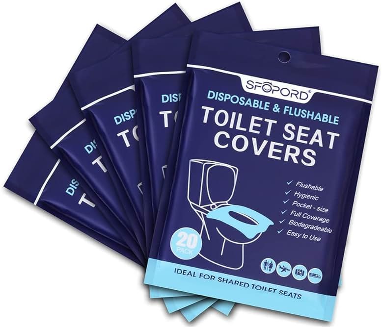 SFOPORD XL 100PCS Toilet Seat Covers Disposable - Flushable Paper Toilet Seat Cover is Travel Accessories, Travel Essentials for Public Restrooms, Airplane, Campin - Product Image